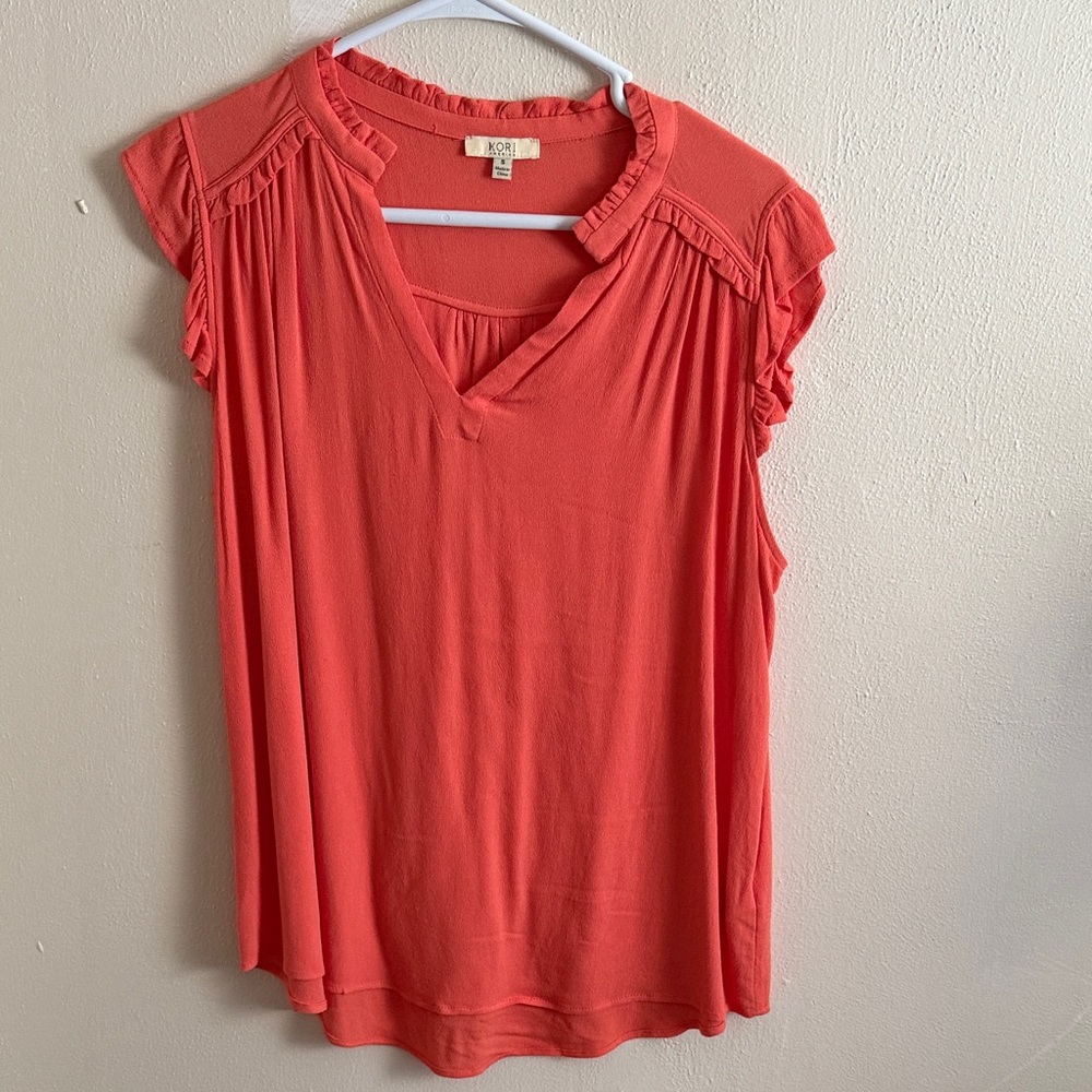 Kori Coral Ruffled Blouse